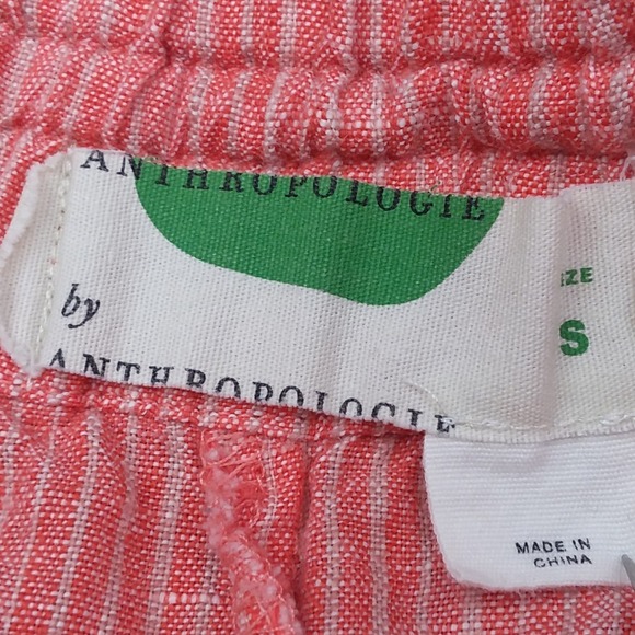 Anthropologie Beachcomber Linen Embroidered‎ Shorts Drawstring Waist Coral S - Picture 4 of 7